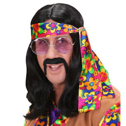 Paruka hippie černá dlouhá pánská